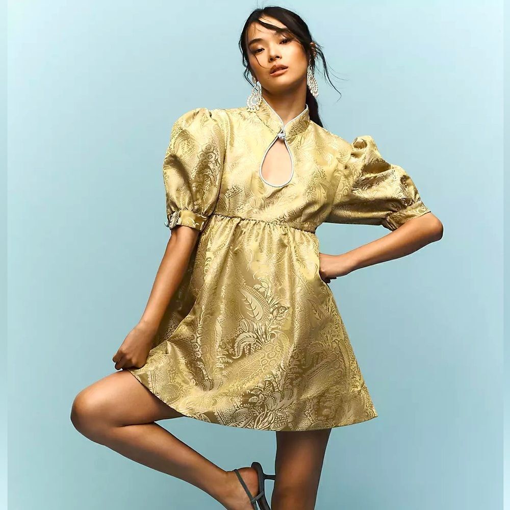 Anthropologie Maeve Puff Sleeve Babydoll Dress NWT - Picture 3 of 15